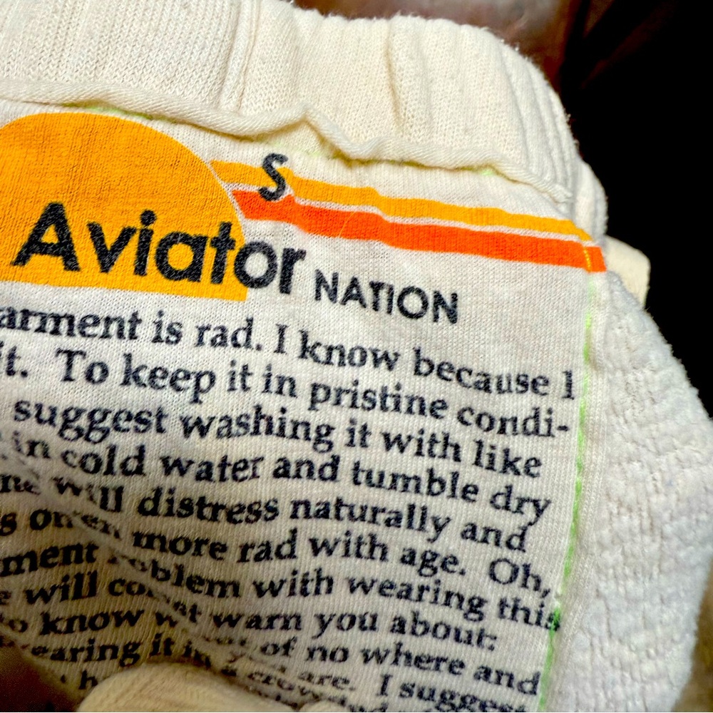 Aviator Nation Sweatpants - Vintage White size S